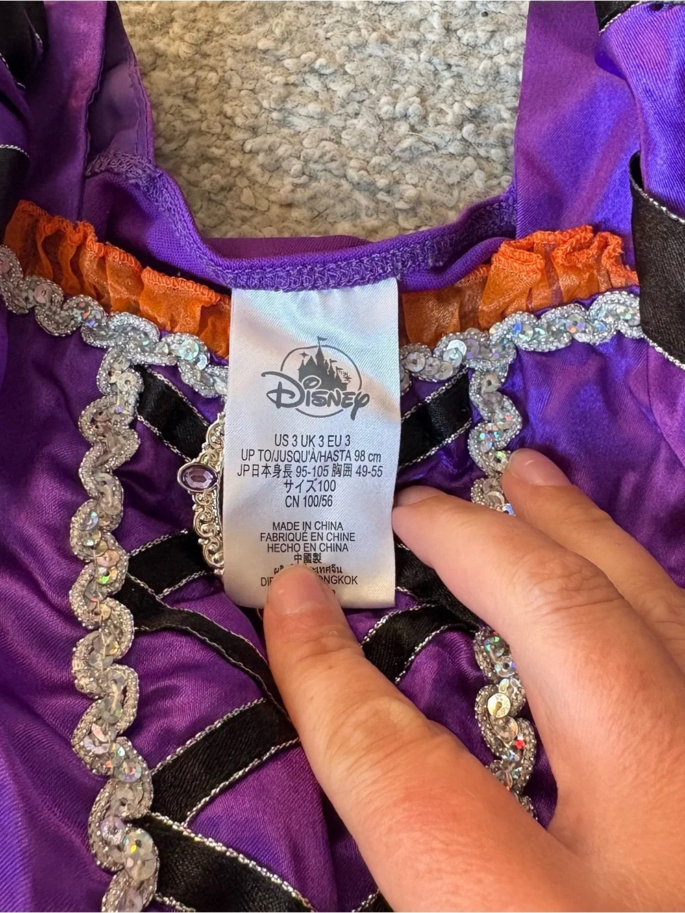 Disney Store Minnie Mouse Witch Halloween Dress Sz 3 Costume Purple Orange